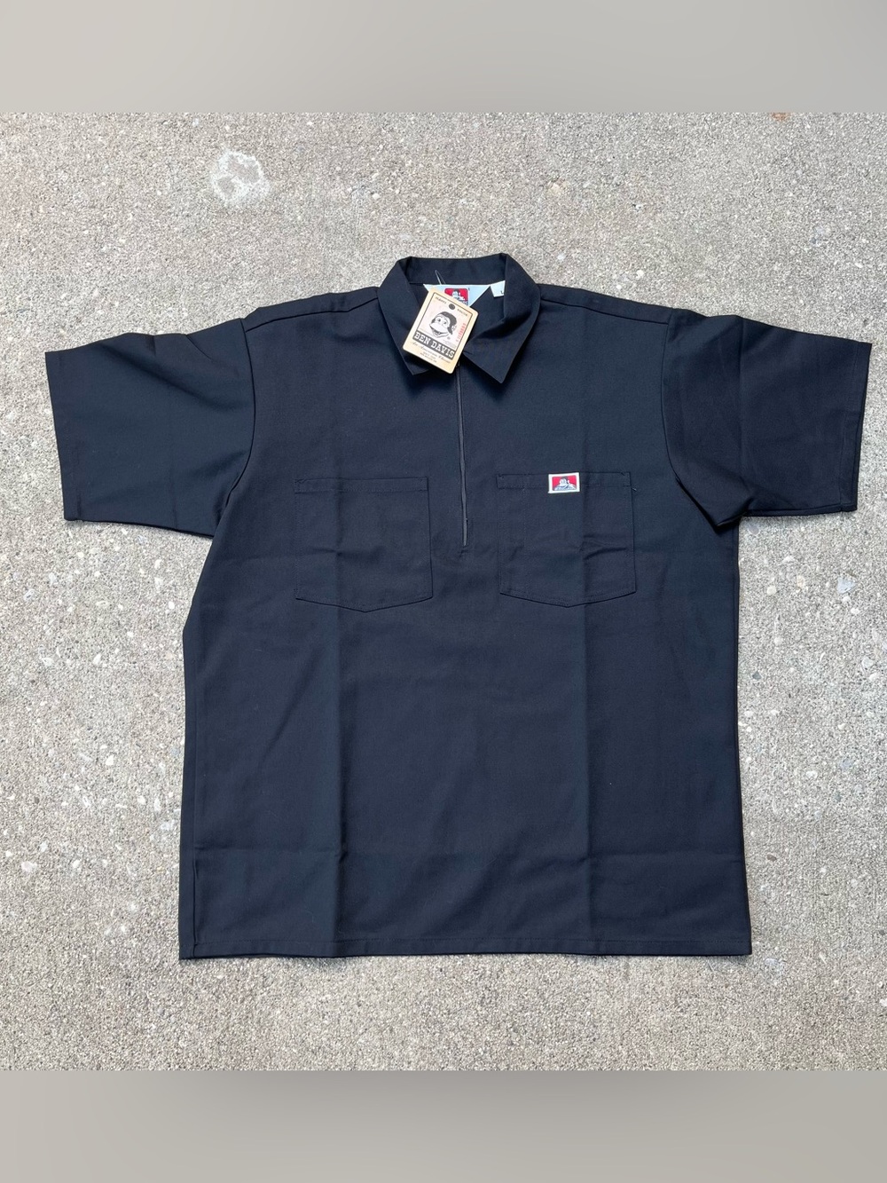 NWT  Black Ben Davis 1/2 Zip Work Shirt Size Large